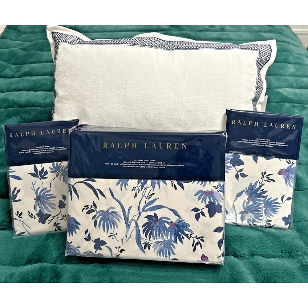 Ralph Lauren Full/Queen Adelaide Duvet Cover 2 Shams Whitby Throw Pillow Floral